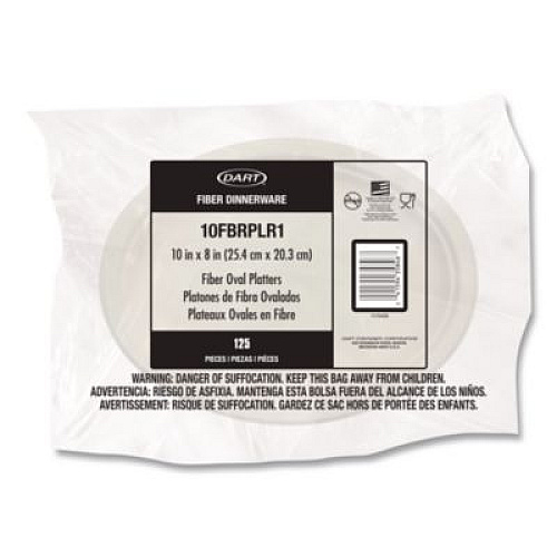 Dart Compostable Molded Fiber Dinnerware, ProPlanet Seal, Platter, 10" Diameter, Natural, 500/Carton (10FBRPLR1)