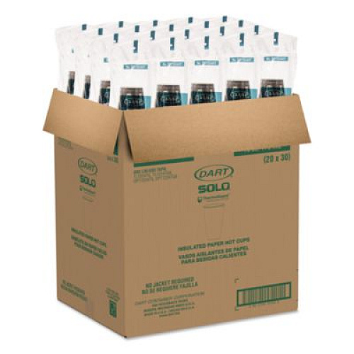 SOLO Thermoguard Insulated Paper Hot Cups, 16 oz, Steam Print Design, 600/Carton (DWTG16ST)
