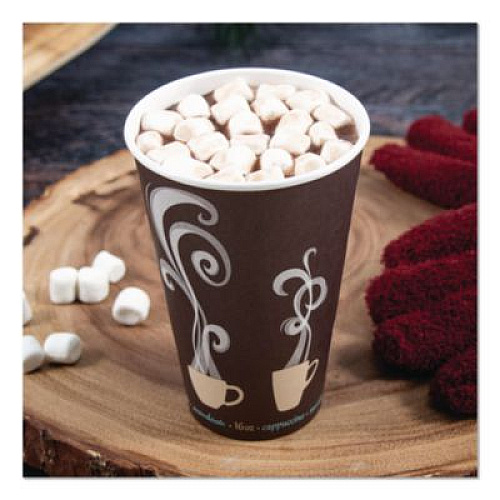 SOLO Thermoguard Insulated Paper Hot Cups, 16 oz, Steam Print Design, 600/Carton (DWTG16ST)