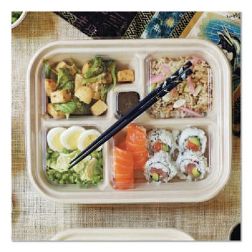 World Centric Fiber Containers, Bento Box, 5 Compartments, 12 x 9.5 x 2, Natural, Paper, 300/Carton (TRSCBBLFS)