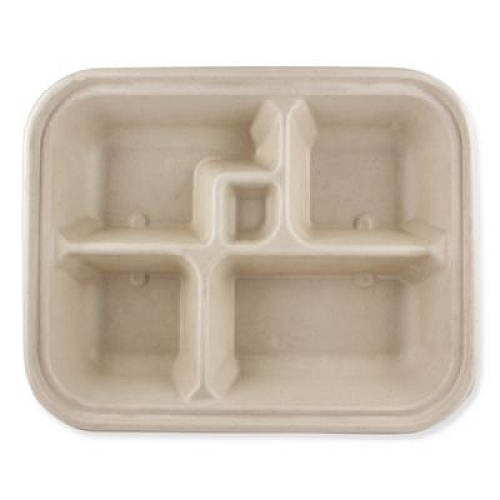 World Centric Fiber Containers, Bento Box, 5 Compartments, 12 x 9.5 x 2, Natural, Paper, 300/Carton (TRSCBBLFS)