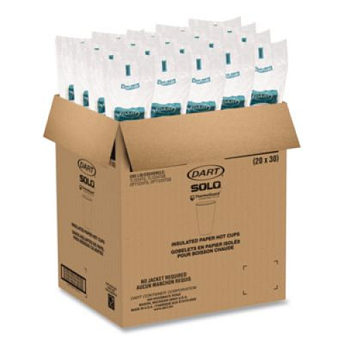 SOLO Thermoguard Insulated Paper Hot Cups, 16 oz, White Sustainable Forest Design, 30/Pack (DWTG16W)