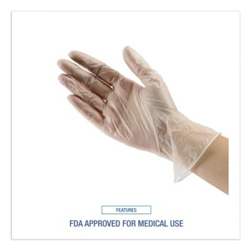Boardwalk Exam Vinyl Gloves, Powder-Free, Medium, 3.6 mil Thick, 9.5" Long, Clear, 100/Box (361MBX)