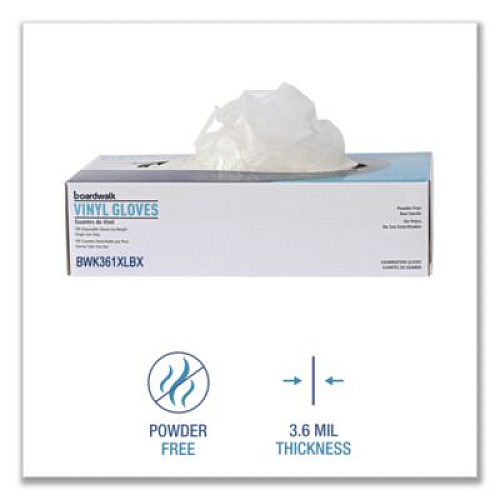 Boardwalk Exam Vinyl Gloves, Powder-Free, X-Large, 3.6 mil Thick, 9.5" Long, Clear, 100/Box (361XLBX)
