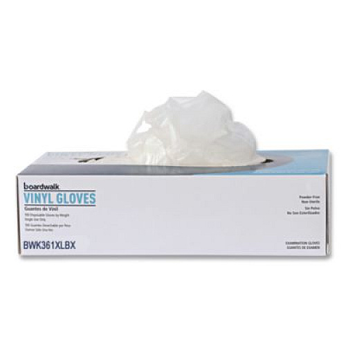 Boardwalk Exam Vinyl Gloves, Powder-Free, X-Large, 3.6 mil Thick, 9.5" Long, Clear, 100/Box, 10 Boxes/Carton (361XLCT)
