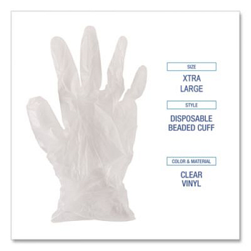 Boardwalk Exam Vinyl Gloves, Powder-Free, X-Large, 3.6 mil Thick, 9.5" Long, Clear, 100/Box, 10 Boxes/Carton (361XLCT)