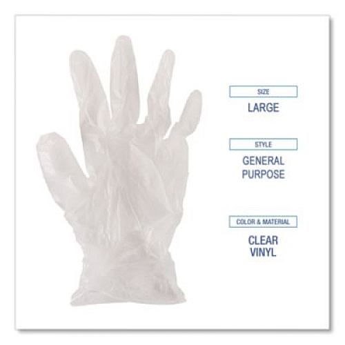 Boardwalk General Purpose Vinyl Gloves, Powder-Free, Large, 2.6 mil Thick, 13" Long, Clear, 100/Box (365LBX)