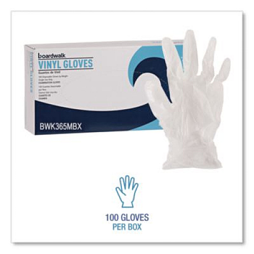 Boardwalk General Purpose Vinyl Gloves, Powder-Free, Medium, 2.6 mil Thick, 13" Long, Clear, 100/Box (365MBX)