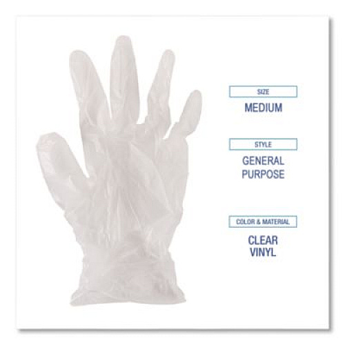 Boardwalk General Purpose Vinyl Gloves, Powder-Free, Medium, 2.6 mil Thick, 13" Long, Clear, 100/Box (365MBX)