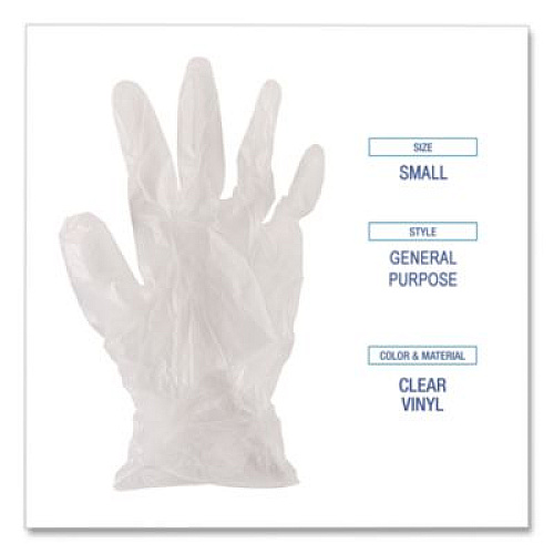 Boardwalk General Purpose Vinyl Gloves, Powder-Free, Small, 2.6 mil Thick, 9.5" Long, Clear, 100/Box, 10 Boxes/Carton (365SCT)