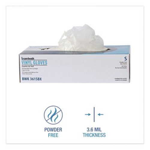 Boardwalk Exam Vinyl Gloves, Powder-Free, Large, 3.6 mil Thick, 9.5" Long, Clear, 100/Box (361LBX)