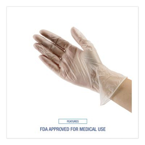 Boardwalk Exam Vinyl Gloves, Powder-Free, Large, 3.6 mil Thick, 9.5" Long, Clear, 100/Box (361LBX)