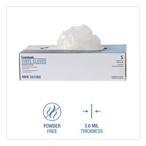 Boardwalk Exam Vinyl Gloves, Powder-Free, Large, 3.6 mil Thick, 9.5" Long, Clear, 100/Box, 10 Boxes/Carton (361LCT)