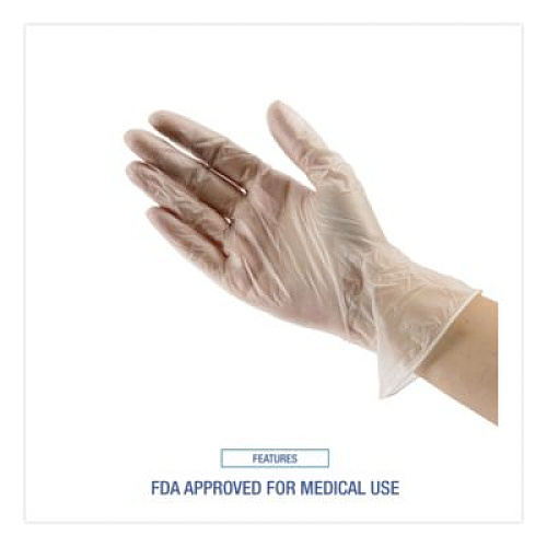 Boardwalk Exam Vinyl Gloves, Powder-Free, Large, 3.6 mil Thick, 9.5" Long, Clear, 100/Box, 10 Boxes/Carton (361LCT)