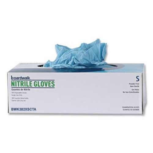 Boardwalk Disposable Examination Nitrile Gloves, Powder-Free, X-Small, 5 mil Thick, 9.5" Long, Blue, 100/Box, 10 Boxes/Carton (382XSCTA)