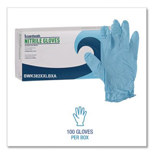 Boardwalk Disposable Examination Nitrile Gloves, Powder-Free, XX-Large, 5 mil Thick, 9.5" Long, Blue, 100/Box, 10 Boxes/Carton (382XXLCTA)