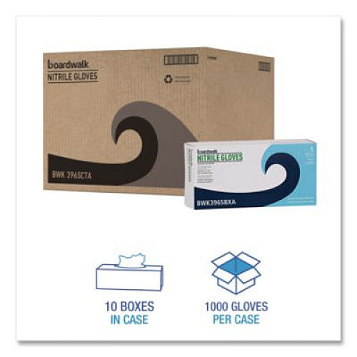 Boardwalk 396 Series Disposable General-Purpose Nitrile Gloves, Powder-Free, X-Small, 4.4 mil Thick, 9.5" Long, Black, 100/Box,10 BX/CT (396XSCTA)