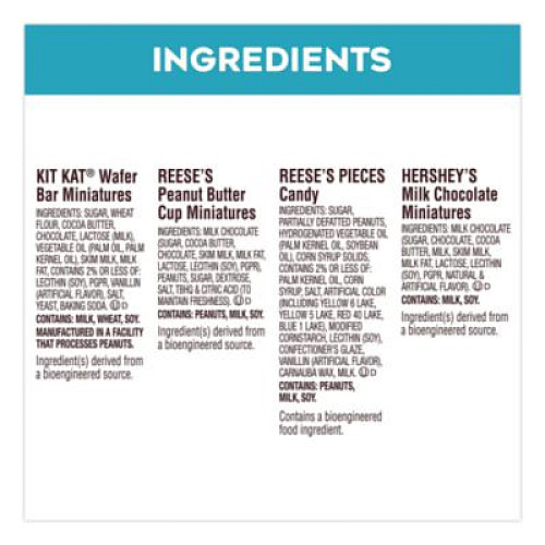 Hershey's Milk Chocolate Candy Mini Assortment, 60.1 oz Bag, 2/Carton (60004184)