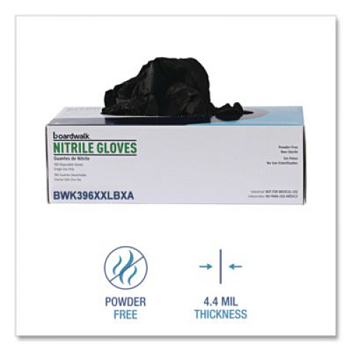 Boardwalk 396 Series Disposable General-Purpose Nitrile Gloves, Powder-Free, XX-Large, 4.4 mil Thick, 9.5" Long, Black,100/Box,10 BX/CT (396XXLCTA)