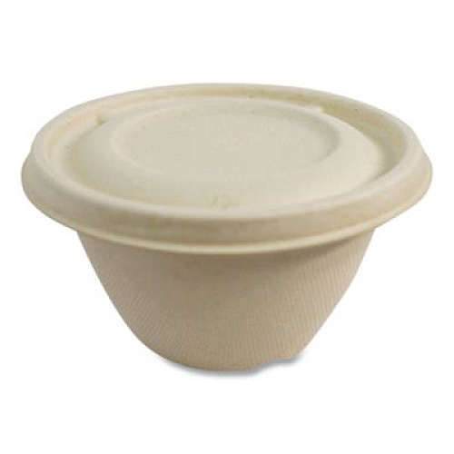 World Centric Fiber Lids for Fiber Barrel Bowls, 4.7" Diameter, Natural, Paper, 500/Carton (BBLSC12NLF)