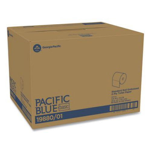 Georgia Pacific Professional Pacific Blue Basic Bathroom Tissue, Septic Safe, 2-Ply, White, 550 Sheets/Roll, 80 Rolls/Carton (1988001)