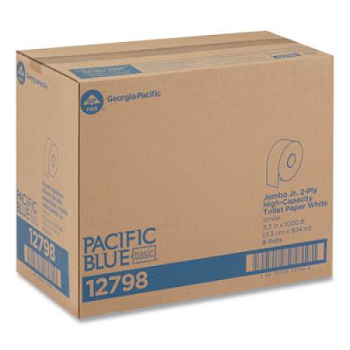 Georgia Pacific Professional envision Jumbo Jr. Bathroom Tissue Roll, Septic Safe, 2-Ply, 3.3" x 1,000 ft, White, 8 Rolls/Carton (12798)