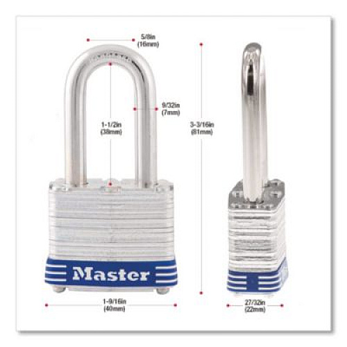 Master Lock Key Padlock 3DLF, 4 Pin