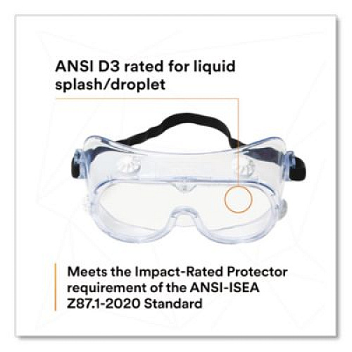 3M 334 Safety Splash Goggles, Clear Lens, Clear Frame (406600000010)