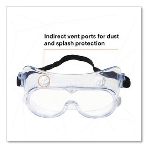 3M 334 Safety Splash Goggles, Clear Lens, Clear Frame (406600000010)