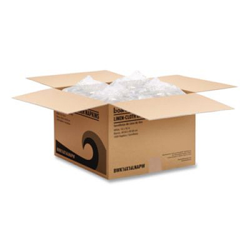 Boardwalk Linen-Feel Flat Napkins, 1-Ply, 16 x 16, White, 1,000/Carton (16X16LNAPW)