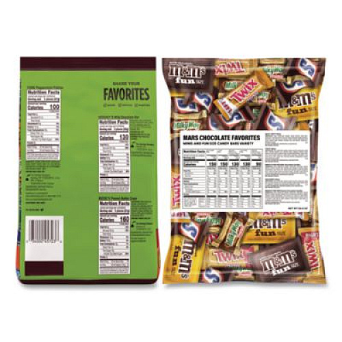 Hershey's Assortment Milk Chocolate/Mar's Chocolate Favorites, 30.22 oz Bag and 62.6 oz Bag/Carton (60004054)