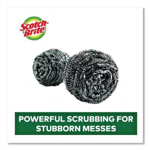 Scotch-Brite Stainless Steel Scrubber, Silver, 12/Carton (19084)