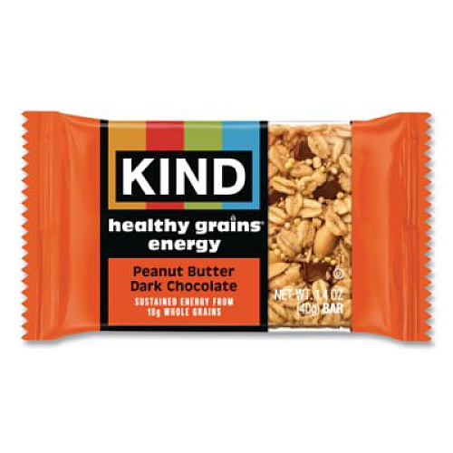 KIND Healthy Grains Energy Peanut Butter Dark Chocolate Bars, 1.4 oz Bar, 10/Box (67075)