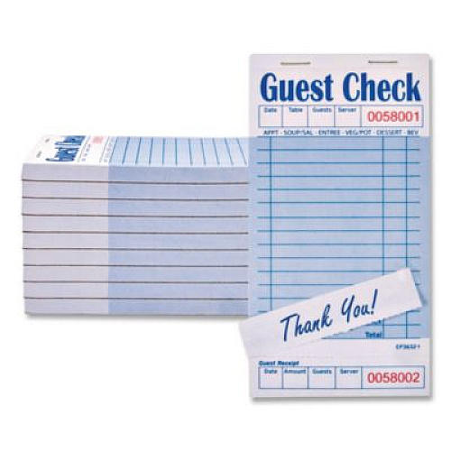 AmerCareRoyal Guest Check Pad with Ruled Back, 15 Lines, One-Part (No Copies), 3.5 x 6.7, 50 Forms/Pad, 50 Pads/Carton (GC36321)