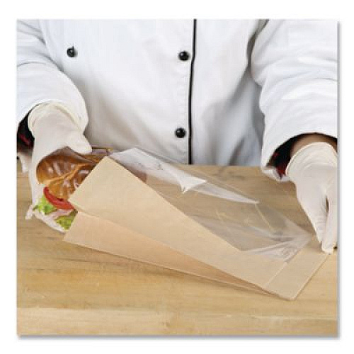 Bagcraft Dubl View Sandwich Bags, 9.5" x 5.75" x 2.75", Natural Brown/Clear, 500/Carton (300094)