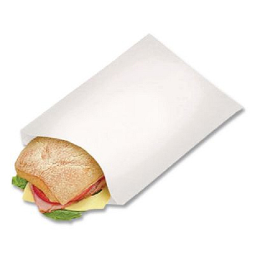 Bagcraft Grease-Resistant Single-Serve Bags, 6" x 0.75" x 6.5", White, 2,000/Carton (300405)