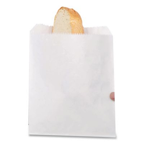Bagcraft Grease-Resistant Single-Serve Bags, 6" x 0.75" x 6.5", White, 2,000/Carton (300405)