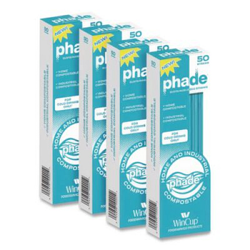 phade Marine Biodegradable Straws, 8.5", PHA, Ocean Blue, Wrapped, 300/Box, 4 Boxes/Carton (511180)