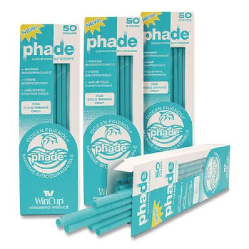 phade Marine Biodegradable Straws, 8.5", PHA, Ocean Blue, Wrapped, 300/Box, 4 Boxes/Carton (511180)