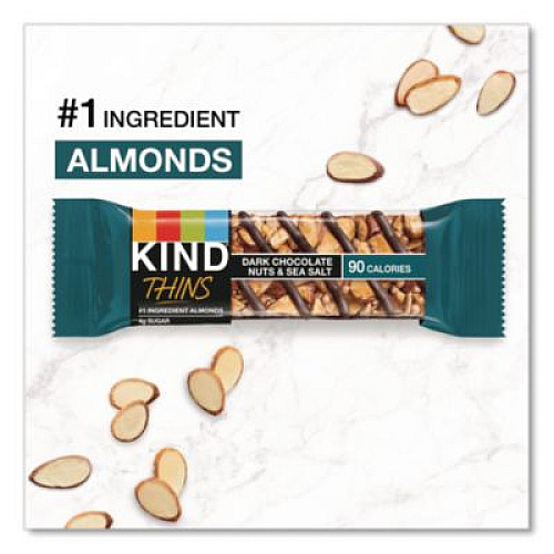 KIND Thins Dark Chocolate Nuts and Sea Salt/Caramel Almond and Sea Salt Variety Pack, 0.74 oz Bar, 20/Box (41888)