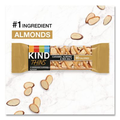KIND Thins Dark Chocolate Nuts and Sea Salt/Caramel Almond and Sea Salt Variety Pack, 0.74 oz Bar, 20/Box (41888)