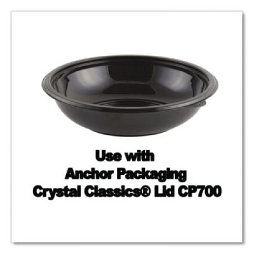 Anchor Packaging Crystal Classics Bowl, 32 oz, 8.5" Diameter x 2.14" h, Black, Plastic, 300/Carton (4548432)