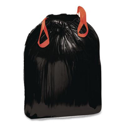 Draw 'n Tie Heavy-Duty Trash Bags, Drawstring, 33 gal, 1.2 mil, 33.5" x 38", Black, 25 Bags/Roll, 6 Rolls/Box (1DTL150)