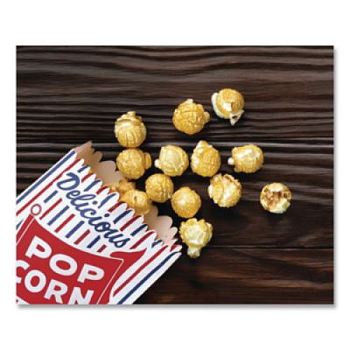 Bagcraft Pinch-Bottom Paper Popcorn Bag, Delicious Popcorn: Circus Clown Icon Labeling, 4" x 1.5" x 8", Red/White/Blue, 1,000/Carton (300471)