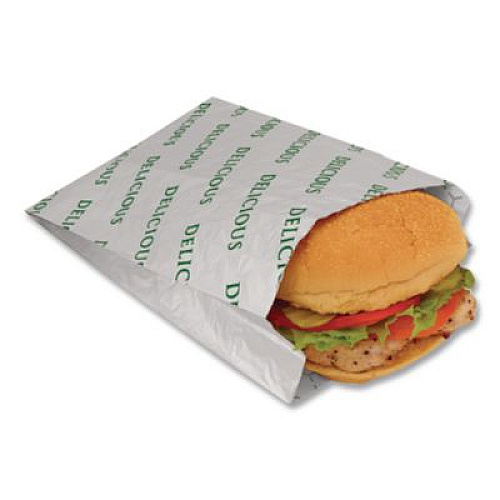 Bagcraft Foil/Paper/Honeycomb Insulated Bag, Delicious Labeling, 8" x 2" x 6", White, 1,000/Carton (300519)