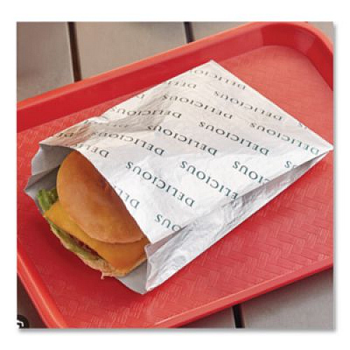 Bagcraft Foil/Paper/Honeycomb Insulated Bag, Delicious Labeling, 8" x 2" x 6", White, 1,000/Carton (300519)