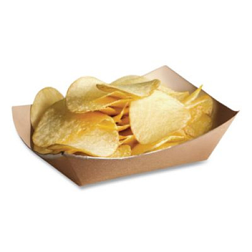 Bagcraft EcoCraft Food Trays, 2 lb Capacity, 6.5 x 1.63 x 1.63, Natural, Paper, 1,000/Carton (300697)