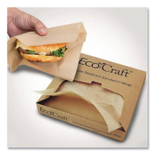 Bagcraft EcoCraft Grease-Resistant Paper Wraps and Liners, 12 x 12, Natural, 1,000/Box, 5 Boxes/Carton (300897)