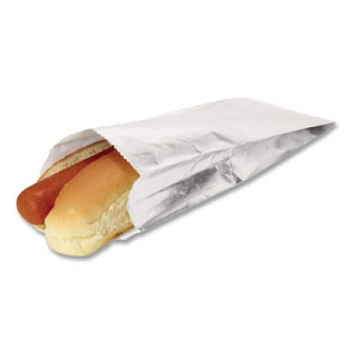Bagcraft Foil Single-Serve Bags, Unlabeled Hot Dog, 3.5" x 1.5" x 8.5", Silver, 1,000/Carton (300456)