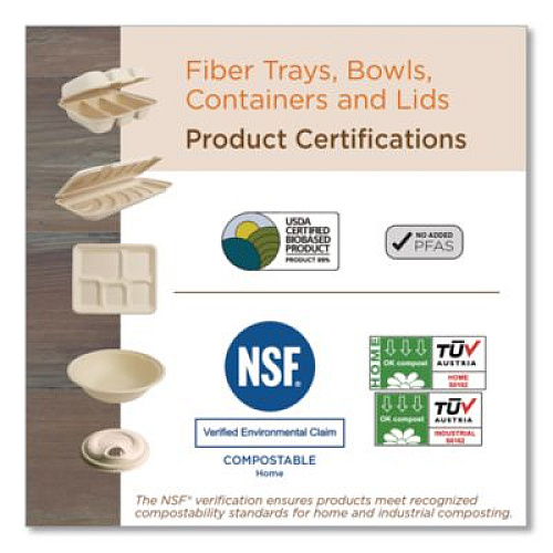 World Centric Laminated Fiber Meat and Produce Trays, PLA Lined, PFAS Free, 8.2 x 5.7 x 0.7, Natural, Paper, 500/Carton (TRSC2SLLF)